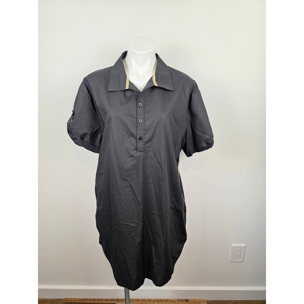 Caryn Lawn Womens Black 100% Cotton Star Trim Short Sleeve Shirt Dress Tunic